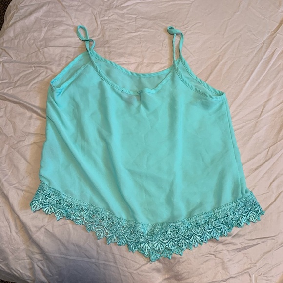 Blue Lace Tank Top - Picture 3 of 4